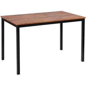 3S. x Home Table de salle à manger en métal noir et en bois finition Marron
