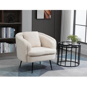 3S. x Home Fauteuil de salon design pieds en métal Blanc