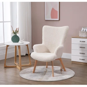 3S. x Home Fauteuil de salon scandinave pieds en bois Blanc