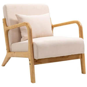 3S. x Home Fauteuil en bois massif Beige