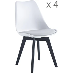 3S. x Home Lot de 4 chaises scandinaves Pieds en bois Blanc