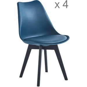 3S. x Home Lot de 4 chaises scandinaves Pieds en bois Bleu pas cher