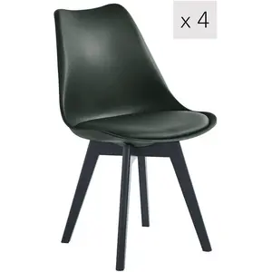 3S. x Home Lot de 4 chaises scandinaves Pieds en bois Noir pas cher