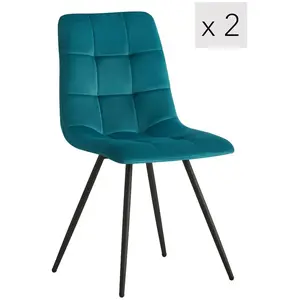 3S. x Home Lot de 2 chaises Scandinaves en métal Bleu pas cher