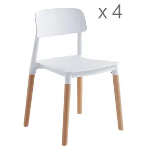 3S. x Home Lot de 4 chaises scandinaves Blanches pas cher