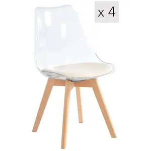 3S. x Home Lot de 4 chaises scandinaves pieds en bois Beige pas cher