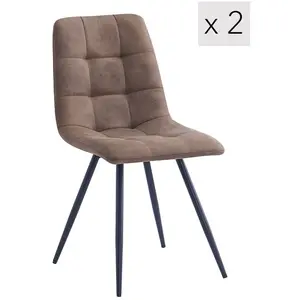 Nordlys Lot de 2 chaises capitonnées en métal marron pas cher