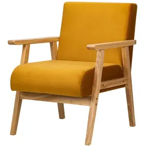 3S. x Home Fauteuil de Salon Scandinave avec Structure Bois LOUIS-JAUNE pas cher