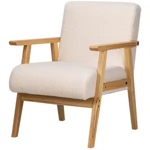 3S. x Home Fauteuil de Salon Scandinave avec Structure Bois LOUIS-BLANC pas cher
