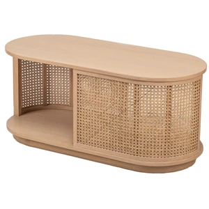 Nordlys Table basse avec rangement en frêne et rotin naturel pas cher