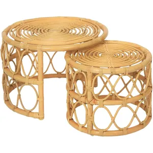 Nordlys Set de 2 tables basses gigognes en rotin naturel pas cher