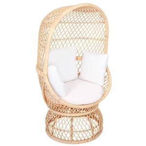 Nordlys Fauteuil oeuf en rotin naturel et tissu beige pas cher