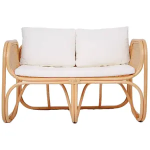Nordlys - canapé en rotin naturel et tissu beige rotin marron pas cher
