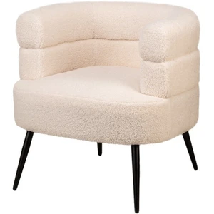 Nordlys Fauteuil de salon en métal et bouclettes blanches pas cher