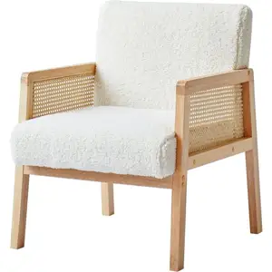 Nordlys Fauteuil de salon en cannage et bouclettes blanches pas cher