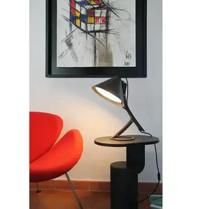 CAMIF Lampe à poser Silence Cuir noir Amidon de maïs / Bois / Cuir pas cher