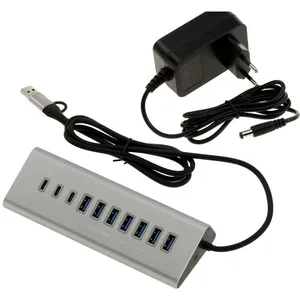 KALEA-INFORMATIQUE Hub Industriel Station de Charge USB3 10 Ports (USB 3.0 5GB) avec Alimentation 60W. Chassis métal rackable
