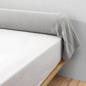 DOCK AVENUE Taie de traversin Gaze de coton 85x185 cm gaia coloris Gris Nuage pas cher