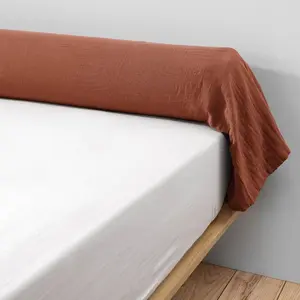 L'EFFET PAPILLON Taie de traversin Gaze de coton 85 x 185 cm GAIA coloris Terracotta pas cher