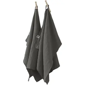 L'effet Papillon - Lot de 2 essuie-mains Gaze de coton 50x70 cm gaia Gris Granit pas cher