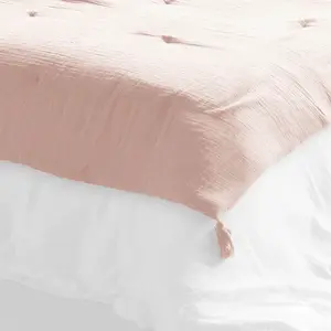 Comparateur de prix : L'EFFET PAPILLON Bout de lit édredon Gaze de Coton 90 x 200 cm GAIA coloris Guimauve
