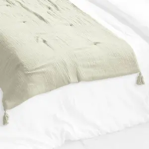 Comparateur de prix : L'EFFET PAPILLON Edredon Gaze de Coton 150 x 150 cm GAIA coloris Vert d'eau