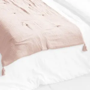Comparateur de prix : L'EFFET PAPILLON Edredon Gaze de Coton 150 x 150 cm GAIA coloris Guimauve