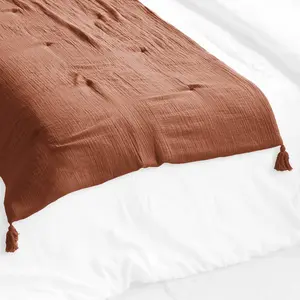 Comparateur de prix : L'EFFET PAPILLON Edredon Gaze de Coton 150 x 150 cm GAIA coloris Terracotta