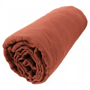 Drap housse Gaze de Coton 140x190 gaia matelas épais Terracotta pas cher