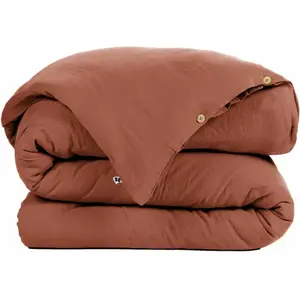Housse de couette - INTEX DECO - 220x240 cm - Gaze de coton - Orange terracotta - Style Ethnique pas cher