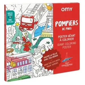 Omy - Poster géant à colorier - Pompiers Multicolore taille unique