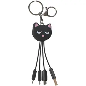 Câble de charge universel 3 en 1 Yello koko 15 cm Chat Noir pas cher