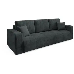 Nazar Canapé 3 places en tissu texturé gris foncé pas cher