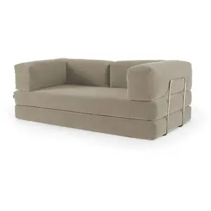Nazar Canapé compressé 3 places modulable en velours côtelé taupe pas cher