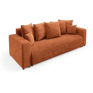 Nazar Canapé droit convertible 3 places en tissu terra pas cher