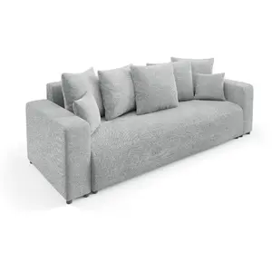 Nazar Canapé droit convertible 3 places en tissu gris pas cher