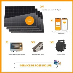 Kit panneaux solaires au sol - Dmegc - 4 modules de 500Wc (+ pose incluse) pas cher