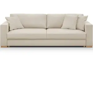 Homifab Canapé convertible 3 places en tissu chenille beige pas cher