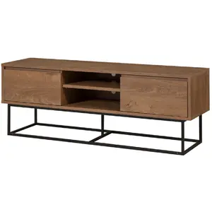 Meuble TV bois et noir avec rangements HAYE, Concept Usine TU pas cher