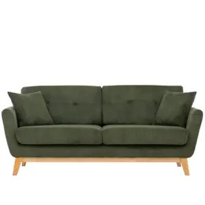 Comparateur de prix : Canapé scandinave 3 places en velours côtelé vert HOGA