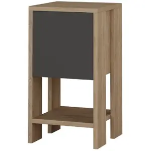 Table de chevet bois et gris avec rangement SISA , Concept Usine TU pas cher