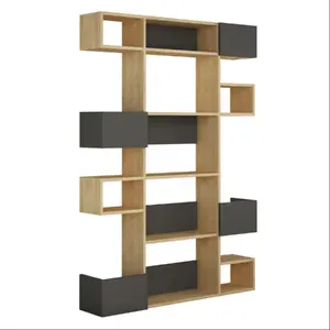 Concept Usine Bibliothèque ELIO - Chêne/Anthracite 120x20x170 cm
