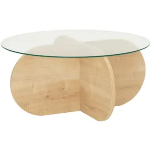 Concept-Usine Ribe - Table Basse En Bois Et Plateau En Verre pas cher