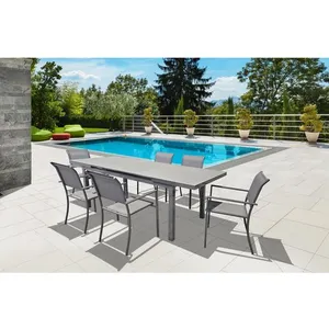 Lot salon de jardin avec table FRAISE + 6 fauteuils MANGUE + Housse  pas cher