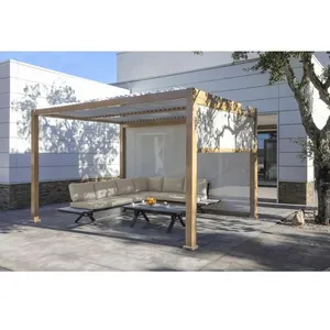 Pergola aluminium autoportée 400x300 Chêne hauteur 240 cm pas cher