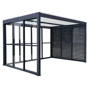 TERRIA Persiennes coulissantes avec lames en aluminium pour pergola LILAS - Gris  Vendu parauchan