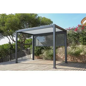 TERRIA Rideau store manuel 3 M pour pergola LAVANDE - Gris Anthracite  Vendu parauchan