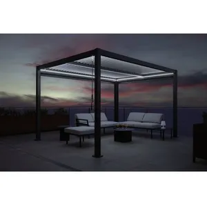 TERRIA Pergola bioclimatique en aluminium 4x3M LAVANDE - Gris Anthracite   pas cher