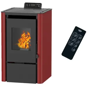 Sannover Poêle à granulés air Anita 7,6 kW Bordeaux pas cher