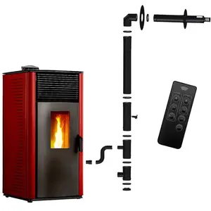 Poêle à granulés étanche Anita 12 kW Bordeaux Sannover + Kit d'install... pas cher